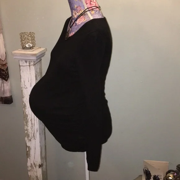 Motherhood Maternity Long Sleeve Black Sweater Top Buttoned Back Small - Picture 4 of 8